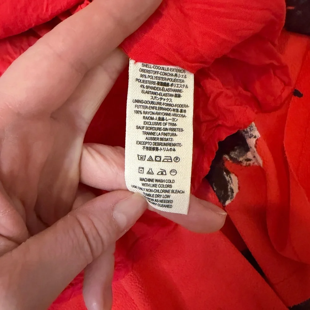 Free People Flutterby Cherry Red Floral Fit &‎ Flare Dress Womens 6
